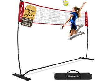BAGAIL Draagbaar Volleybal Net 3.6m/6.1m Zwart - 28% Korting