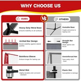 BAGAIL Draagbaar Volleybal Net 3.6m/6.1m Zwart - 28% Korting