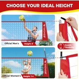 BAGAIL Draagbaar Volleybal Net 3.6m/6.1m Zwart - 28% Korting