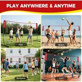 BAGAIL Draagbaar Volleybal Net 3.6m/6.1m Zwart - 28% Korting