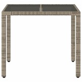 vidaXL Tuintafel Poly Rattan met Glas (90x90x75 cm) - 48% Korting!