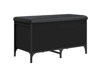 vidaXL Opbergbank - 82x42x45 cm - Bewerkt Hout Zwart - 59% Korting!