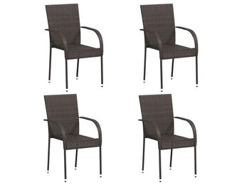 VidaXL Stapelbare Tuinstoelen (4 st.) Poly Rattan Bruin - 48% Korting