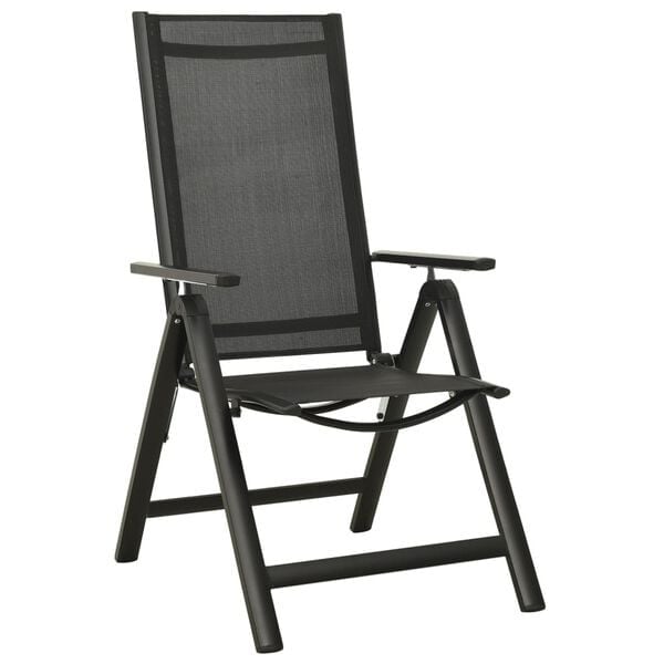 vidaXL Tuinstoelen 2-delig, inklapbaar, textileen/aluminium, Zwart - 52% Korting