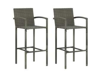 vidaXL Barkrukken (2 st) Poly Rattan - Grijs - 52% Korting!