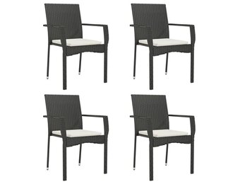 VidaXL Tuinstoelen Poly Rattan Zwart (4 st) - 63% Korting!