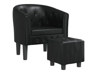 VidaXL Kuipstoel met Voetenbank - Zwart Kunstleer (46% Korting)