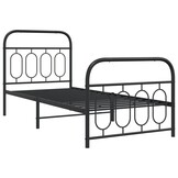 vidaXL Bedframe met hoofd- en voeteneinde metaal zwart 90x200 cm