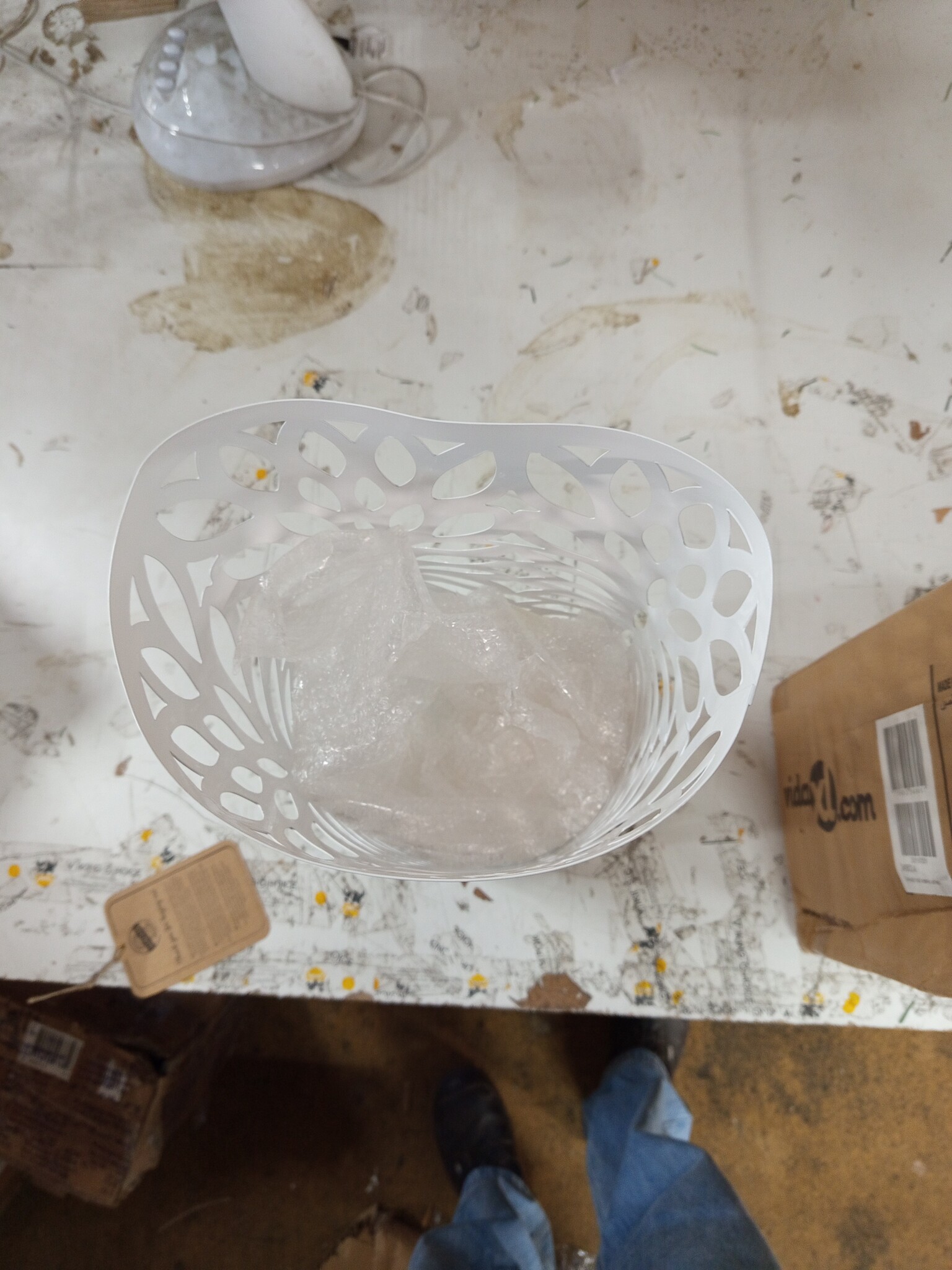 vidaXL Parapluhouder Bladeren Staal Wit - 73% Korting!