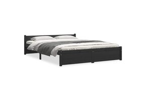 vidaXL Massief Houten Bedframe Zwart 135x190cm - 73% Korting!