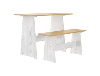vidaXL Eettafel + Bankje REINE - Massief Grenenhout - 34% Korting