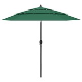 vidaXL Parasol 3-laags met aluminium paal 2,5 m groen