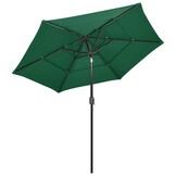 vidaXL Parasol 3-laags met aluminium paal 2,5 m groen
