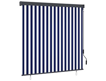 VidaXL Rolgordijn Buiten - 160x250 cm Blauw/Wit - 62% Korting