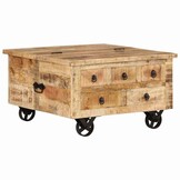 vidaXL Salontafel 70x70x40 cm ruw mangohout