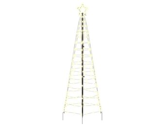 vidaXL LED Kerstboom met 390 LED met grondpennen Warmwit 250 cm IJzer