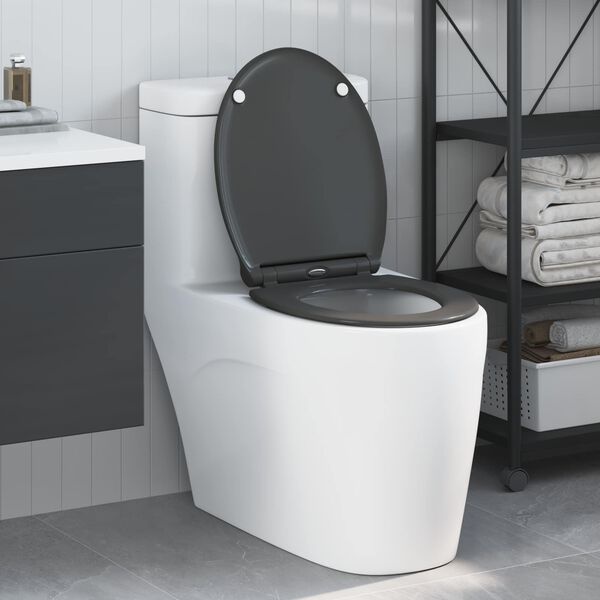 vidaXL Snelle Ontgrendel Toiletzitting Antraciet 45.5 x 37.5 x 3.8 cm
