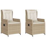 vidaXL Tuinstoelen 2 st verstelbaar poly rattan beige