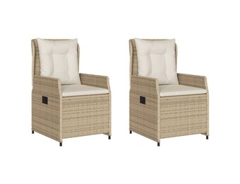 vidaXL Tuinstoelen 2 st verstelbaar poly rattan beige