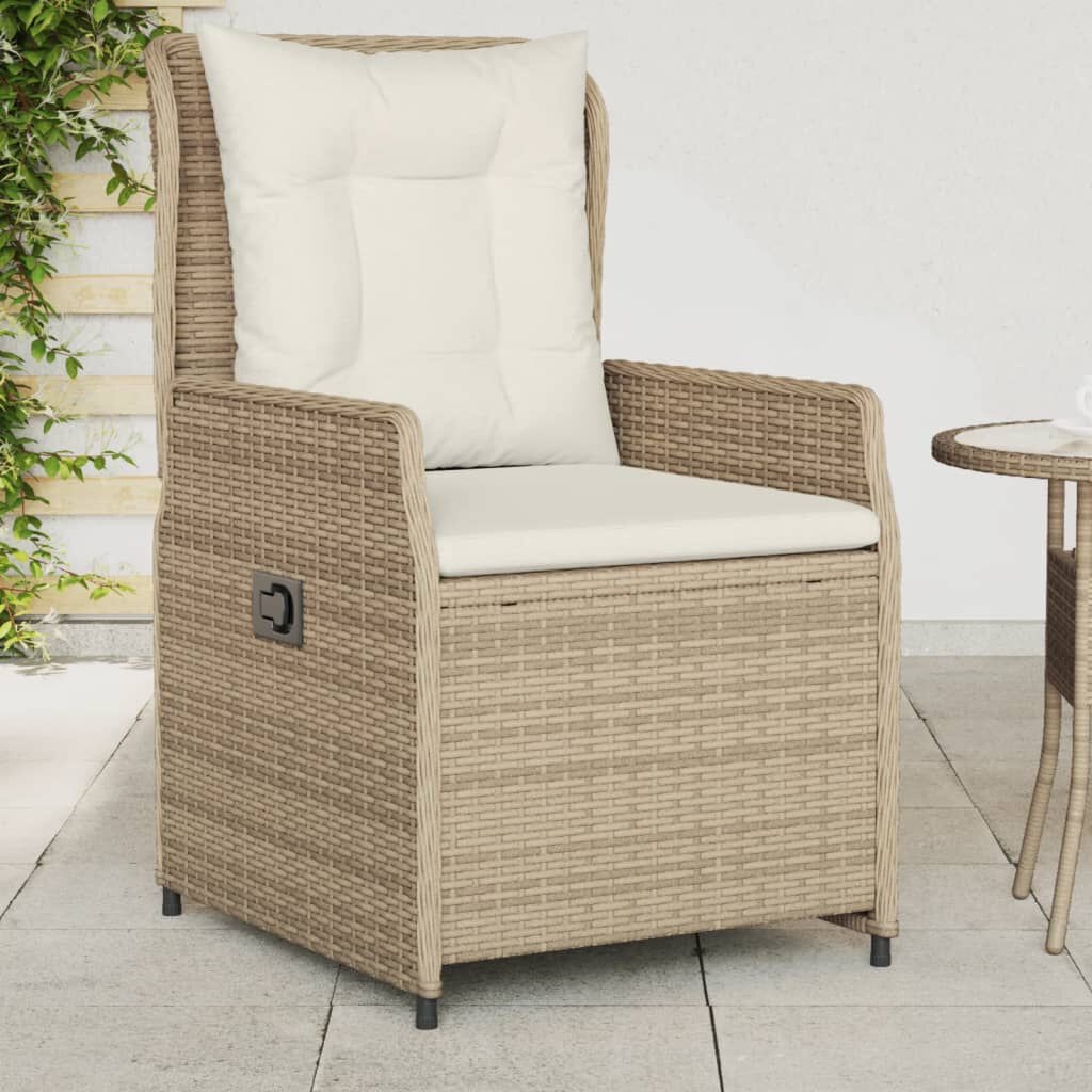 vidaXL Tuinstoelen 2 st verstelbaar poly rattan beige