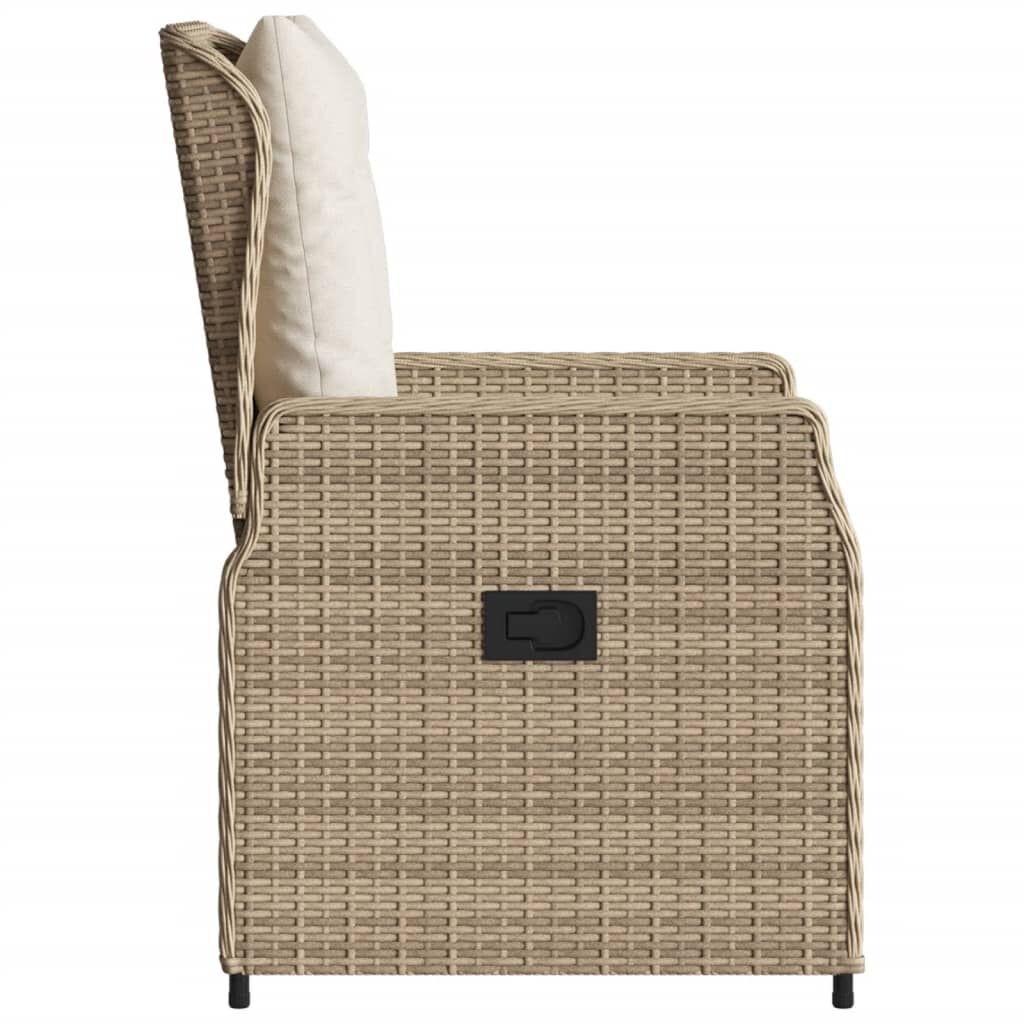 vidaXL Tuinstoelen 2 st verstelbaar poly rattan beige