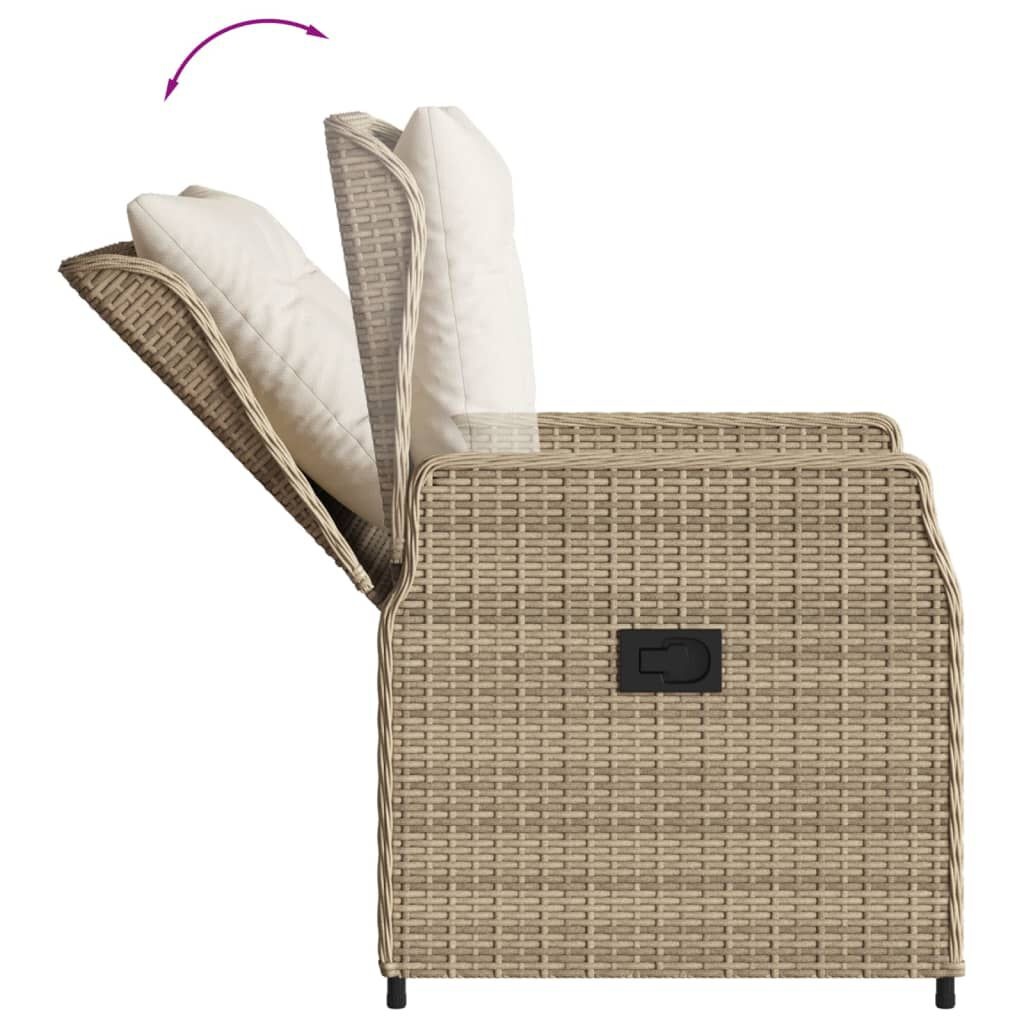 vidaXL Tuinstoelen 2 st verstelbaar poly rattan beige