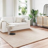 vidaXL Nep Konijnenbont Tapijt Taupe 200 x 200 cm Polyester