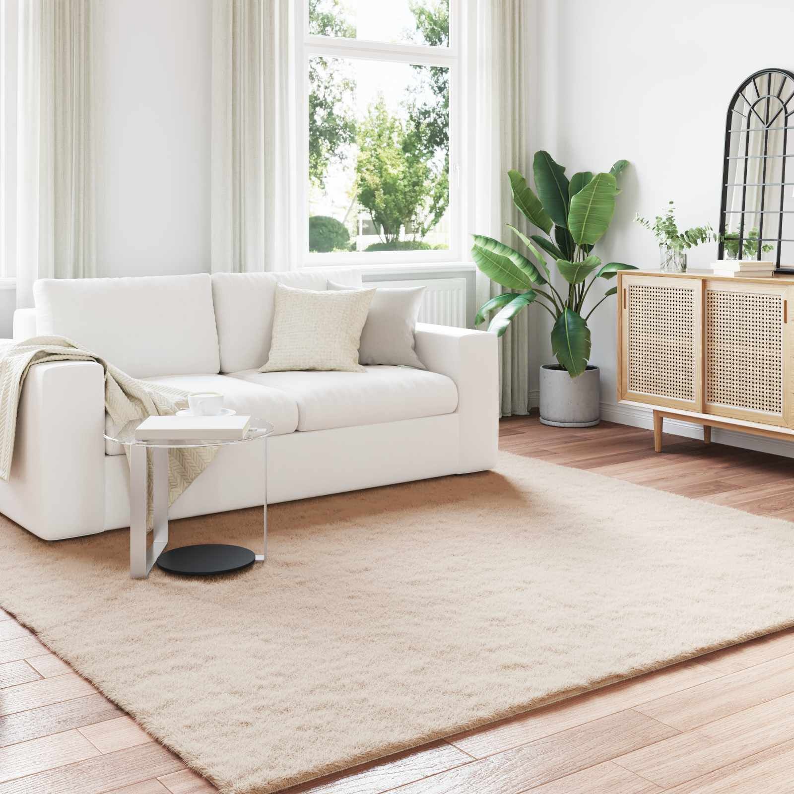 vidaXL Nep Konijnenbont Tapijt Taupe 200 x 200 cm Polyester