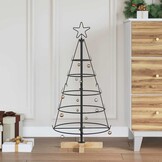 VidaXL Kerst Cone Boom Zwart 90cm met Houten Standaard - 30% Korting