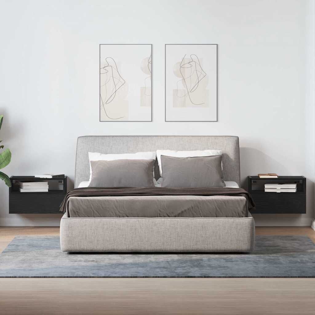 vidaXL Wandnachtkastjes Zwart 2 st - 57% Korting!