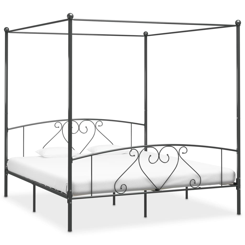 vidaXL Hemelbedframe Metaal Grijs 200x200 cm - 34% Korting!