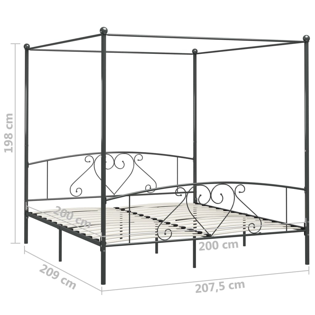 vidaXL Hemelbedframe Metaal Grijs 200x200 cm - 34% Korting!