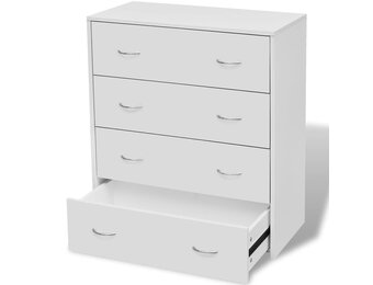 vidaXL Dressoir 4 Lades Wit - 33% Korting