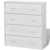 vidaXL Dressoir 4 Lades Wit - 33% Korting