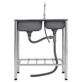 vidaXL Campinggootsteen met 2 Bakken & Kraan (RVS) - 34% Korting!