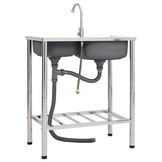 vidaXL Campinggootsteen met 2 Bakken & Kraan (RVS) - 34% Korting!