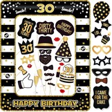 30e Verjaardag Fotobooth Accessoires Set met Opblaasbaar Frame - Veelkleurig
