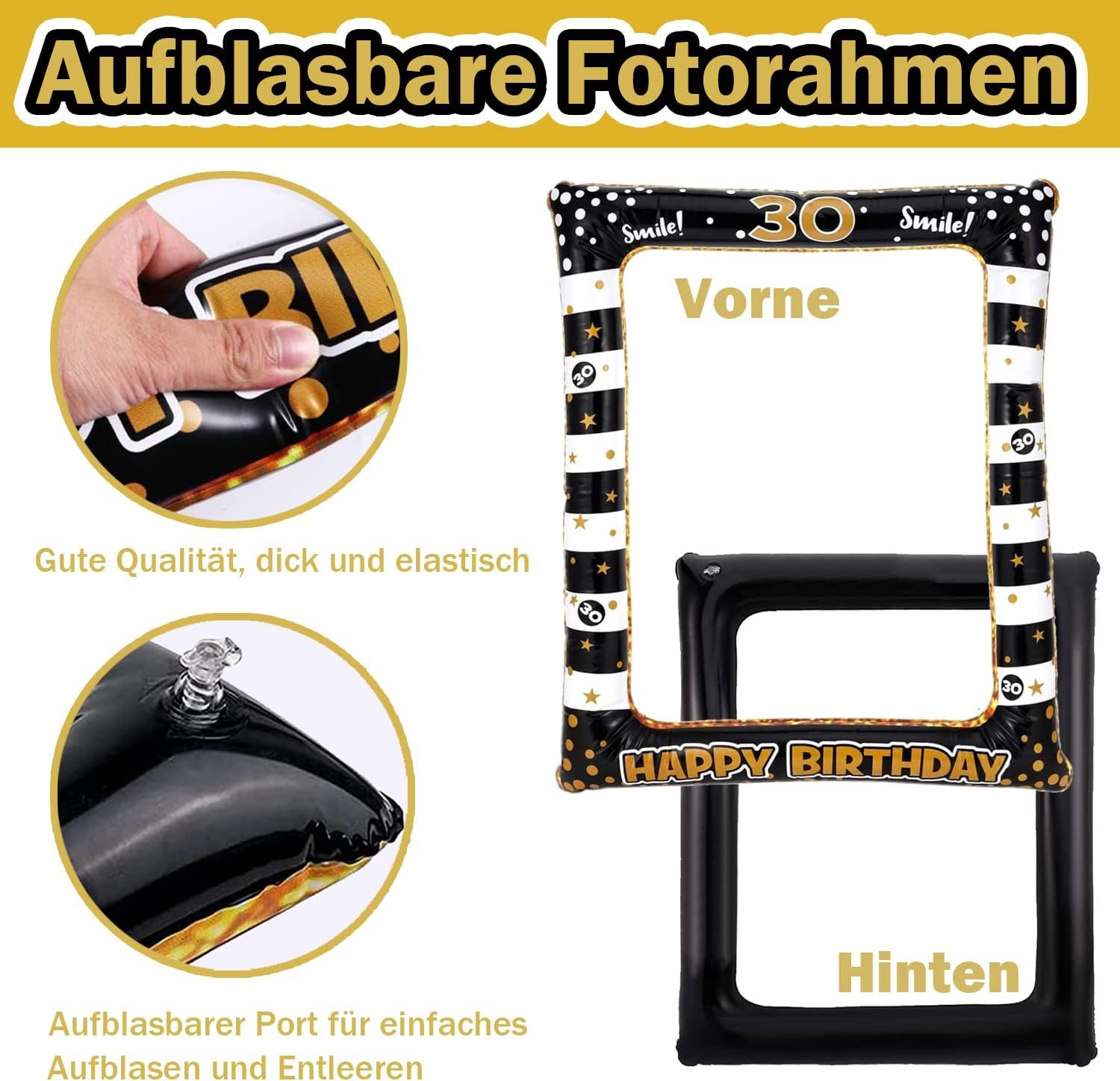 30e Verjaardag Fotobooth Accessoires Set met Opblaasbaar Frame - Veelkleurig