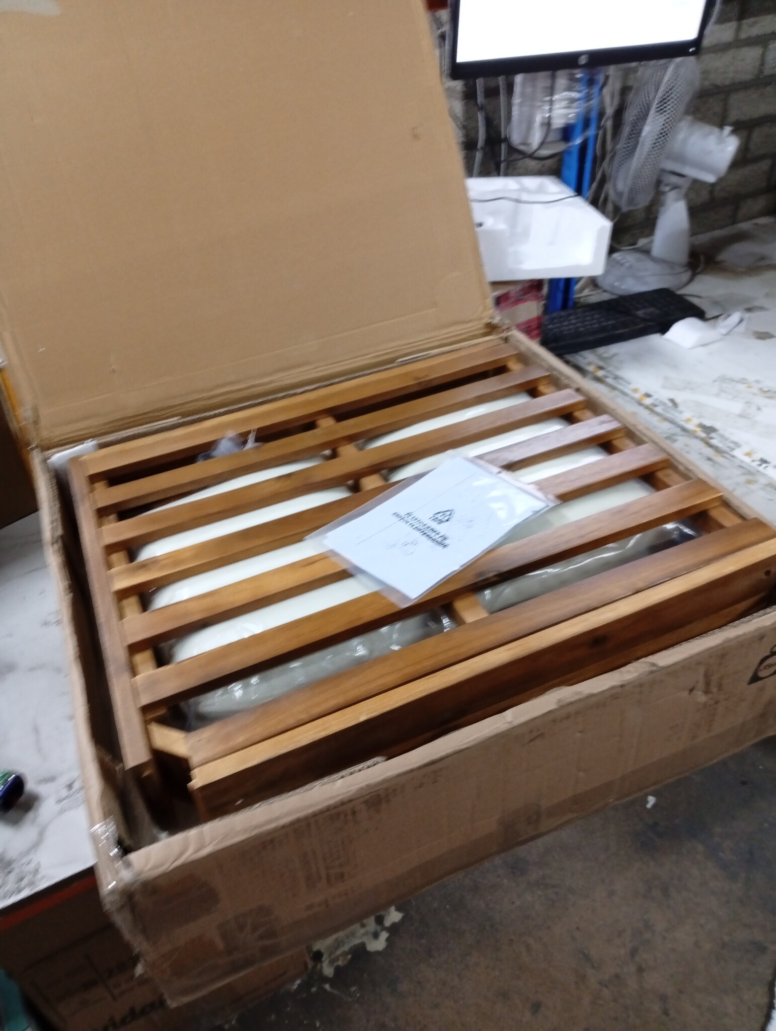 Middenbank massief acaciahout crèmewit - 63% korting