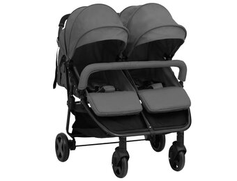 vidaXL Tweelingbuggy Staal Donkergrijs/Zwart | -29%