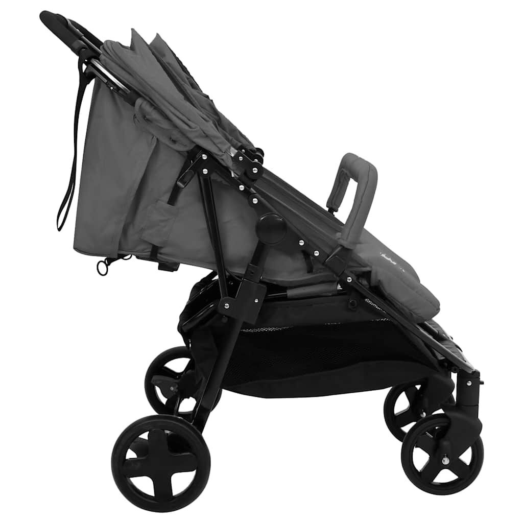 vidaXL Tweelingbuggy Staal Donkergrijs/Zwart | -29%