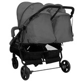 vidaXL Tweelingbuggy Staal Donkergrijs/Zwart | -29%