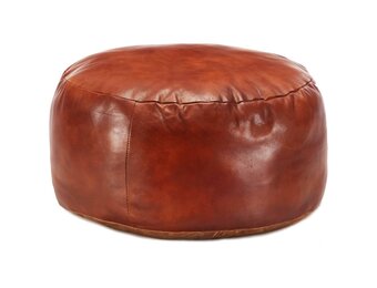 VidaXL Poef Geitenleer Tan - 29% Korting!