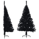 Zwarte Half Kunstkerstboom 120cm met Standaard - 30% Korting