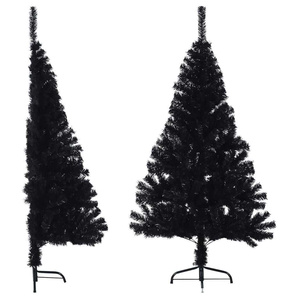 Zwarte Half Kunstkerstboom 120cm met Standaard - 30% Korting