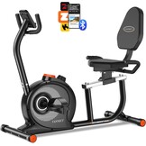 Recumbent ergometer met 16 instelbare weerstandsniveaus, lcd-display en app-connectie, hometrainer, bewaking van de hartslag, capaciteit 180 kg