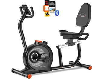 Recumbent ergometer met 16 instelbare weerstandsniveaus, lcd-display en app-connectie, hometrainer, bewaking van de hartslag, capaciteit 180 kg