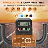 Recumbent ergometer met 16 instelbare weerstandsniveaus, lcd-display en app-connectie, hometrainer, bewaking van de hartslag, capaciteit 180 kg