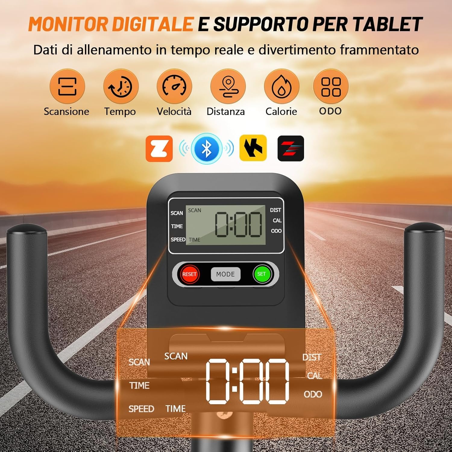 Recumbent ergometer met 16 instelbare weerstandsniveaus, lcd-display en app-connectie, hometrainer, bewaking van de hartslag, capaciteit 180 kg