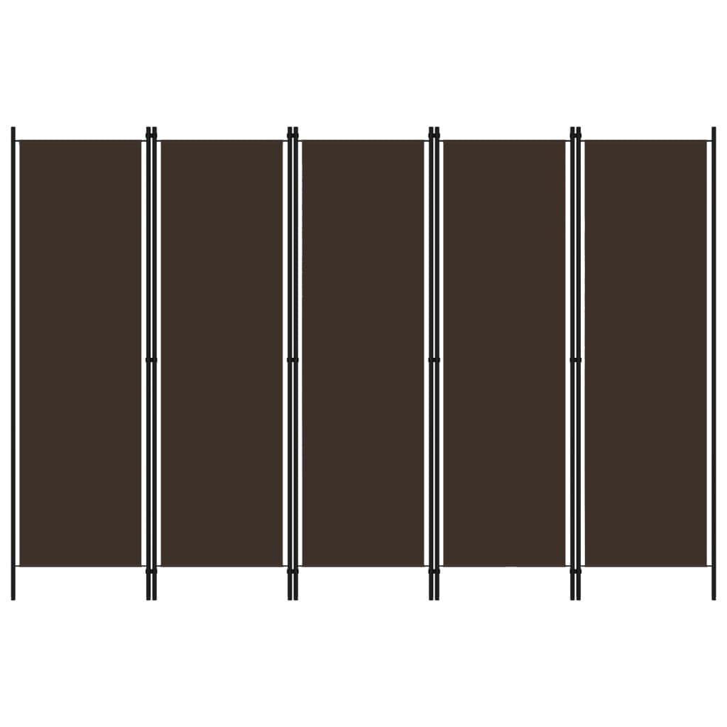 vidaXL Kamerscherm met 5 panelen 250x180 cm bruin